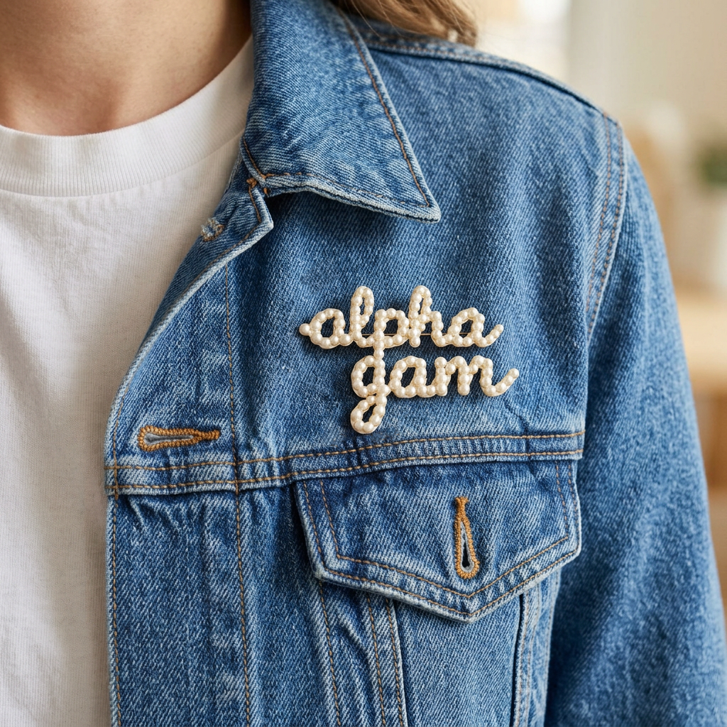 Alpha Gam Script Pearl Broach