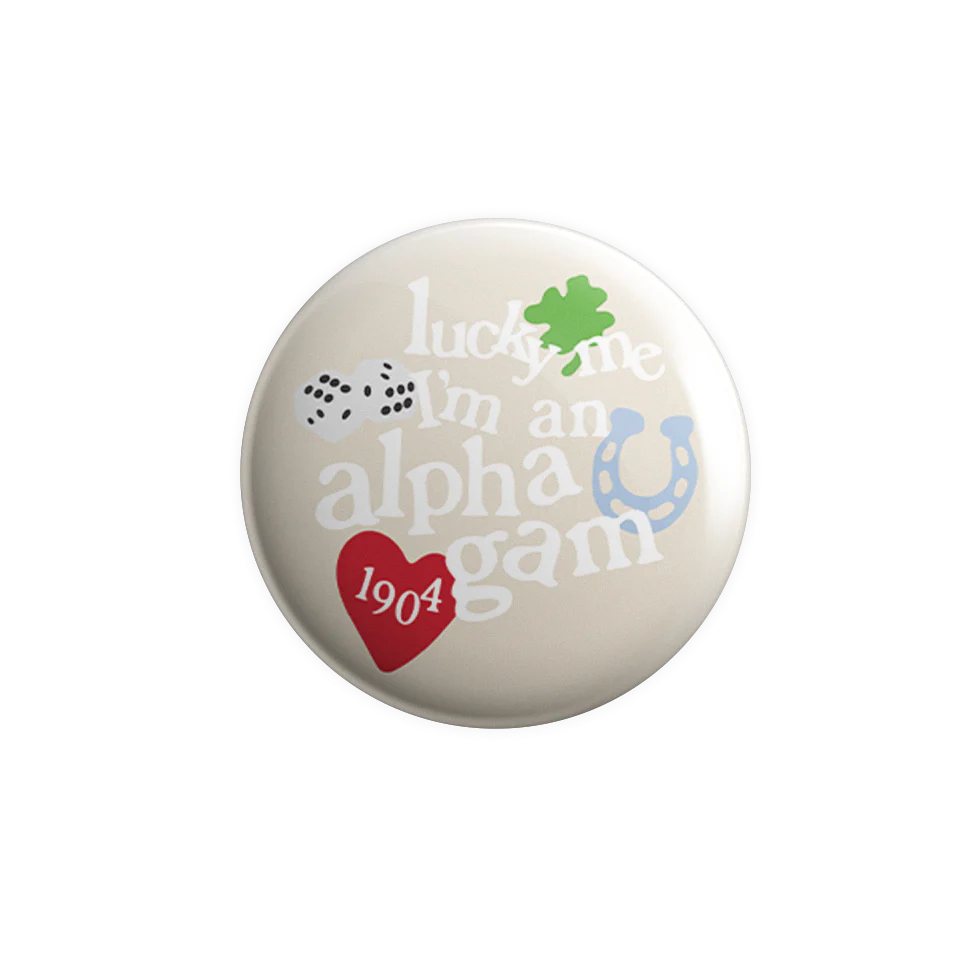 Alpha Gamma Delta | Lucky Me Recruitment Button