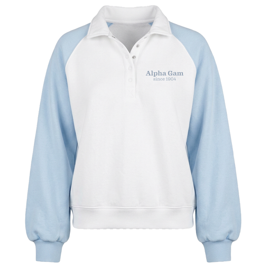 Alpha Gamma Delta | Two Toned Quarter Button-Up Pullover